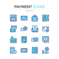 Fototapete - Payment icons. Vector line icons set. Premium quality. Simple thin line design. Modern outline symbols collection, pictograms.