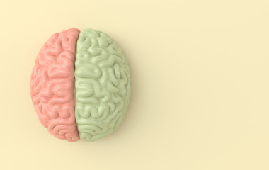 Sticker - 3d brain rendering illustration template background. The concept of intelligence, brainstorm, creative idea, human mind, artificial intelligence.