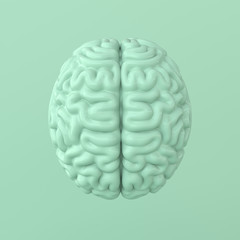 Sticker - 3d brain rendering illustration template background. The concept of intelligence, brainstorm, creative idea, human mind, artificial intelligence.