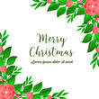 Calligraphy poster of merry christmas, with crowd of leaf floral frame. Vector