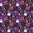 Happy Halloween seamless pattern background set