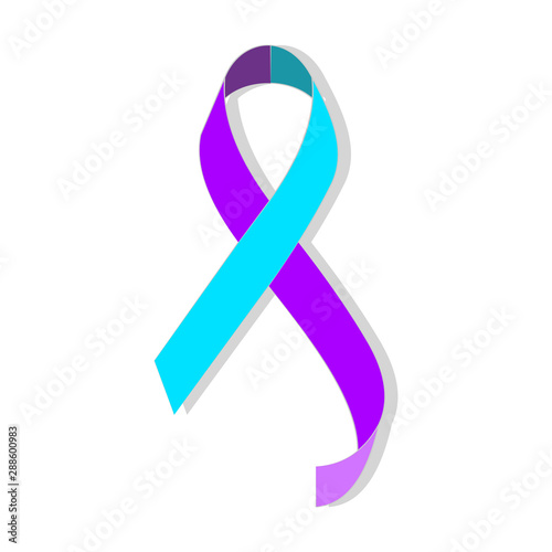 Fotomural Teal purple ribbon for suicide prevention / awareness.