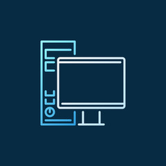 Poster - Gaming PC vector colored concept outline icon on dark background