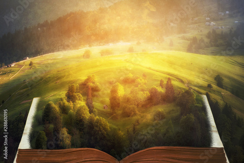 open fairytale magic book Tableau sur Toile