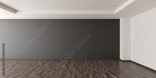 Empty Modern Room With Dark Grey Walll In The Back And Brown