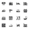 © alekseyvanin - Hotel service vector icons set, modern solid symbol collection, filled style pictogram pack. Signs, logo illustration. Set includes icons as air conditioner, tv, bed, hair dryer, wifi, alcoholic bar