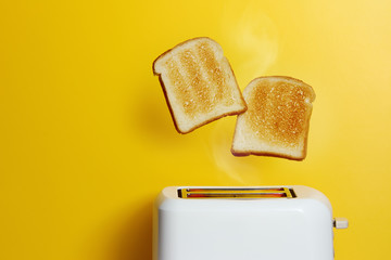 slices of toast jumping out of the toaster