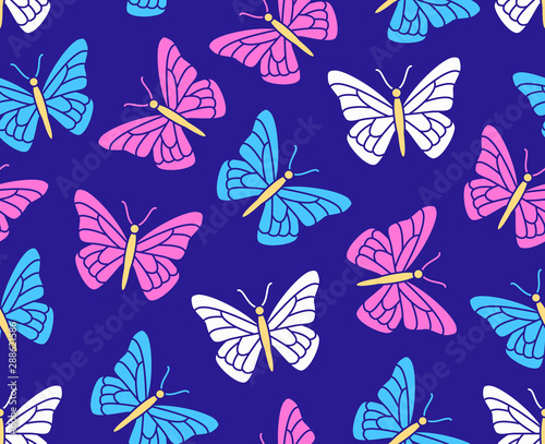 Butterfly Seamless Pattern Flying Insects Background Cute