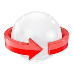 Sticker - White sphere with red arrow wrapped around