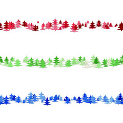 Poster - Seamless random pine tree pattern paragraph divider line set - vector graphic elements