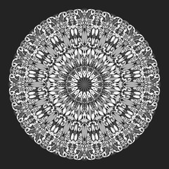 Poster - Abstract monochrome flower mandala ornament design - vector graphic element