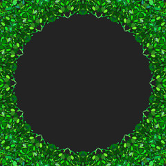 Poster - circular floral frame ornament - vector background design with blank black space in the middle