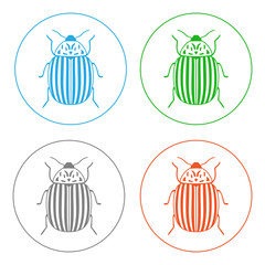 Canvas Print - Colorado potato bug. Icon set. Vector.