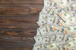dollar bills a on a light colored background. copy space, top view business concept