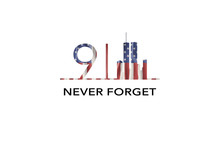 American National Holiday. US Flag Background With American Stars, Stripes And National Colors. New York. Text: NEVER FORGET