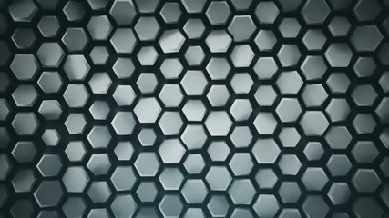 Sticker - Abstract geometric grey background with hexagons. Computer generated abstract motion graphics. Seamless loop 3D render animation 4k UHD (3840x2160)