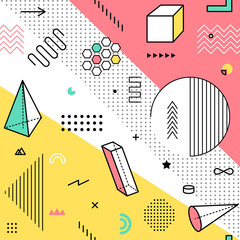 Poster - color pattern with geometric graphic elements. geometrical shapes backdrop for abstract fashion vect