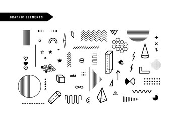 Poster - geometric graphic elements. set of geometrical shapes for abstract vector background design in trend