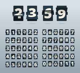 Poster - Time numbers. Flip clock template countdown vector template. Illustration number mechanism, digit animation flipping