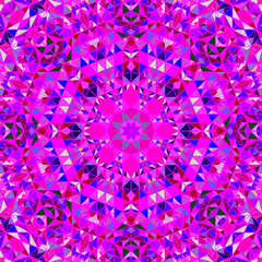 Poster - Polygonal dynamic geometrical circular tile triangle mosaic pattern background - hypnotic abstract psychedelic colorful vector graphic