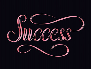 Pink word Success on black background digital artwork