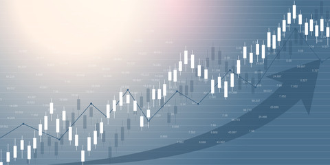 Poster - Stock market and exchange. Business Candle stick graph chart of stock market investment trading. Stock market data. Bullish point, Trend of graph. Vector illustration