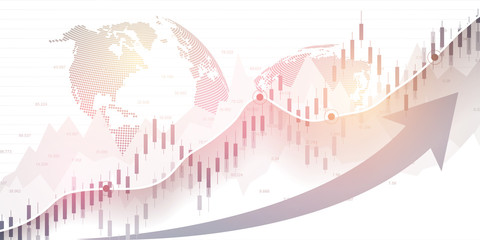 Poster - Stock market and exchange. Business Candle stick graph chart of stock market investment trading. Stock market data. Bullish point, Trend of graph. Vector illustration