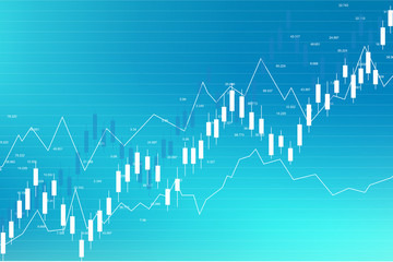 Poster - Stock market and exchange. Business Candle stick graph chart of stock market investment trading. Stock market data. Bullish point, Trend of graph. Vector illustration