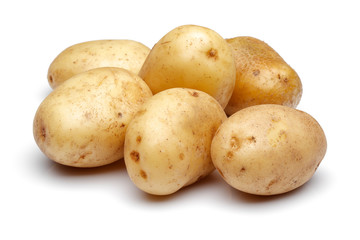 Canvas Print - Heap of fresh potatoes isolated on white background