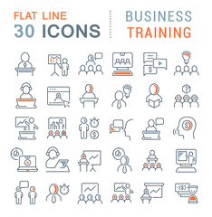 Canvas Print - Set Vector Line Icons of Business Training