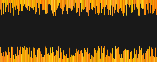 Poster - Modern banner background design - horizontal vector graphic from vertical lines in orange tones on black background