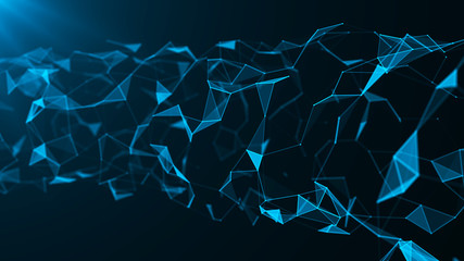Poster - Big data visualization. Science background. Big data complex with compounds. Lines plexus