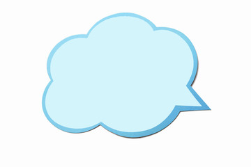 Wall Mural - speech bubble as a cloud with blue border isolated on white background. copy space
