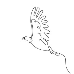 Wall Mural - single one line drawing eagle bird flying continuous vector illustration minimalism design