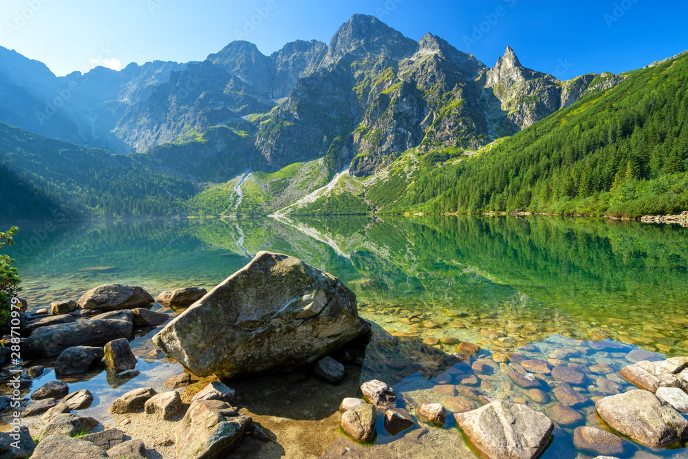 Obraz na płótnie Morskie oko Lake in polish Tatra mountains, Poland w salonie