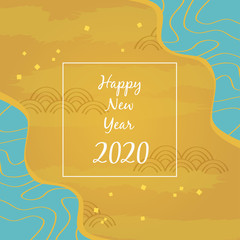 Wall Mural - Happy new year 2020. Abstract golden background with flowing water patterns