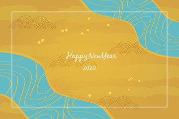 Wall Mural - Happy new year 2020. Abstract golden background with flowing water patterns