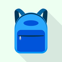 Sticker - Blue backpack icon. Flat illustration of blue backpack vector icon for web design
