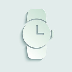 Poster - wrist watch icon. fashion accessory symbol. what time icon. black vector   paper icon  with shadow 