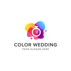Wall Mural - color wedding logo vector icon