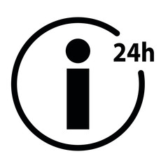 Poster - information icon. Icon 24 Hour black information vector sign 