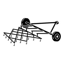 Tractor Cultivator Icon. Simple Illustration Of Tractor Cultivator Vector Icon For Web Design Isolated On White Background