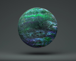 Wall Mural - Emerald 3d render ball that looks like northern lights up in the sky