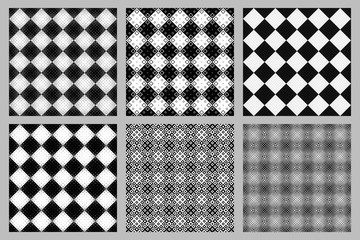 Poster - Abstract geometrical seamless square pattern background set - vector graphic design