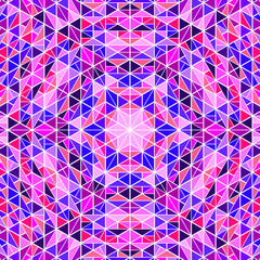 Poster - Geometrical dynamic abstract tile triangle mosaic pattern background design - psychedelic circular colorful vector illustration