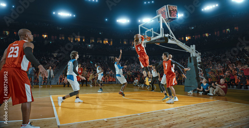  Fototapeta Koszykówka   koszykarze-na-duzej-profesjonalnej-arenie-podczas-meczu-napiety-moment-gry-uroczystosc