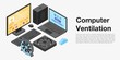 © ylivdesign - Computer ventilation concept banner. Isometric illustration of computer ventilation vector concept banner for web design