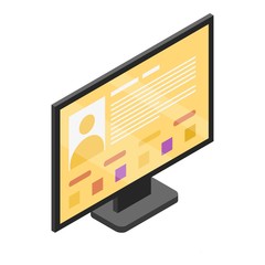 Poster - Pc monitor profile icon. Isometric of pc monitor profile vector icon for web design isolated on white background