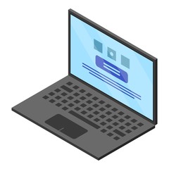 Poster - Business laptop icon. Isometric of business laptop vector icon for web design isolated on white background