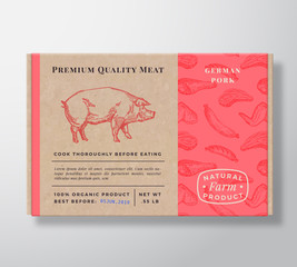 Wall Mural - meat pattern realistic cardboard box container. abstract vector packaging design or label. modern ty